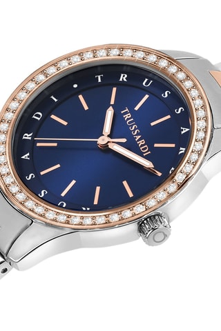 Montre à quartz en acier - Argenté et doré rose