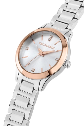 Montre à quartz en acier T-Sky - Argenté et doré rose