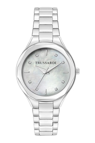 Montre à quartz en acier, nacre et diamants Brink