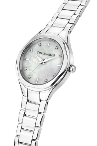 Montre à quartz en acier, nacre et diamants Brink