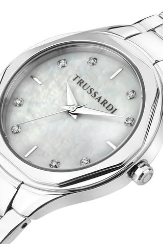 Montre à quartz en acier, nacre et diamants Brink