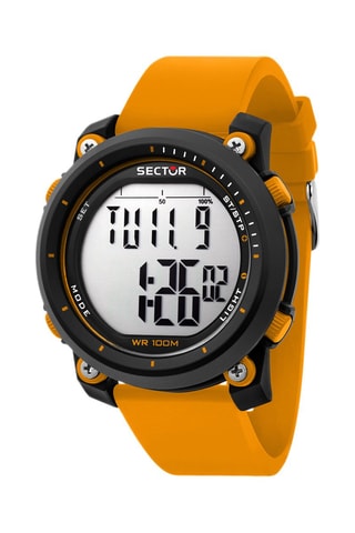 Montre digitale à quartz en silicone EX-38 - Orange et noir