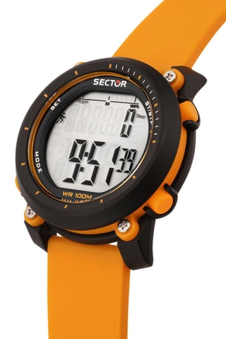 Montre digitale à quartz en silicone EX-38 - Orange et noir