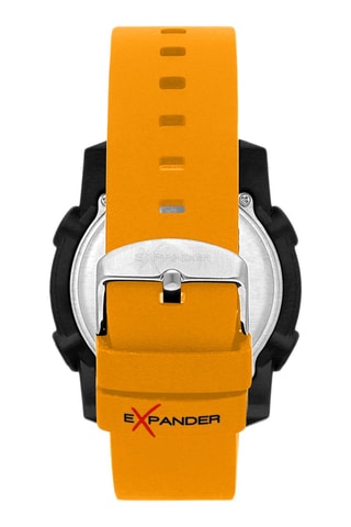 Montre digitale à quartz en silicone EX-38 - Orange et noir