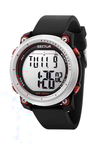 Montre digitale à quartz en silicone EX-38 - Noir et argenté
