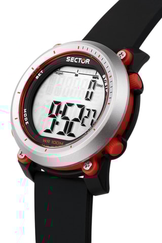 Montre digitale à quartz en silicone EX-38 - Noir et argenté