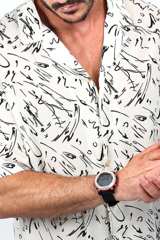 Montre digitale à quartz en silicone EX-38 - Noir et argenté