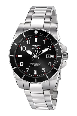 Montre à quartz en acier 450 - Argenté et noir