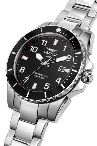 Montre à quartz en acier 450 - Argenté et noir