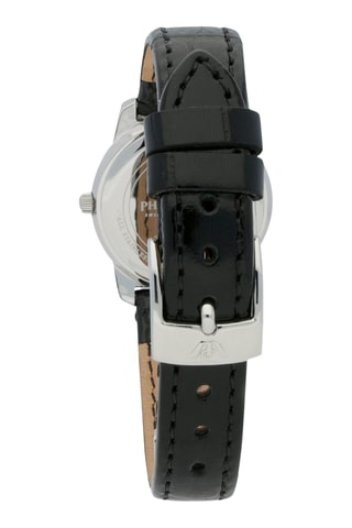 Montre à quartz en cuir Timeless - Noir et argenté