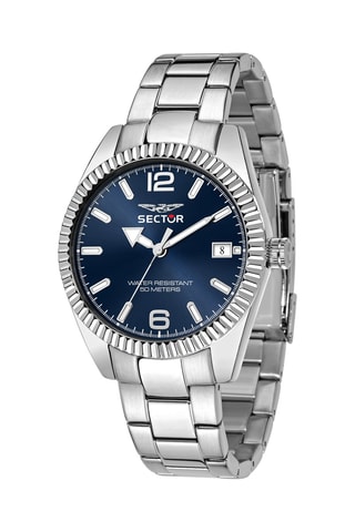 Montre à quartz en métal - Argenté et bleu