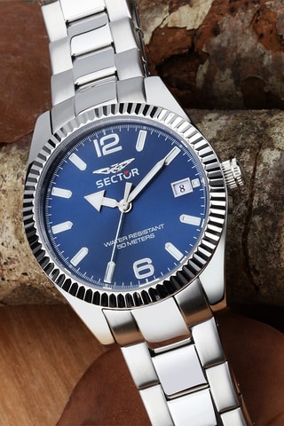 Montre à quartz en métal - Argenté et bleu