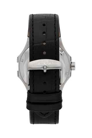Montre automatique en cuir - Noir et argenté