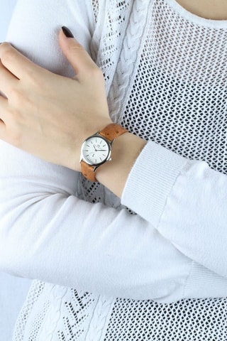 Montre à quartz en cuir Marilyn - Camel et argenté - Philip Watch