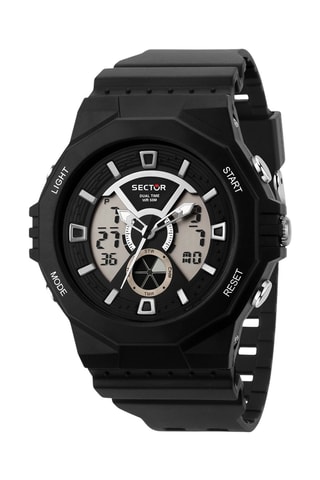 Montre anadigitale en polyuréthane Ex-41 - Noir et blanc