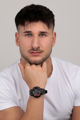 Montre digitale en polyuréthane Ex-36 - Noir et blanc