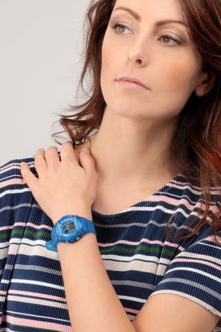 Montre digitale en polyuréthane Ex-05 - Bleu cobalt