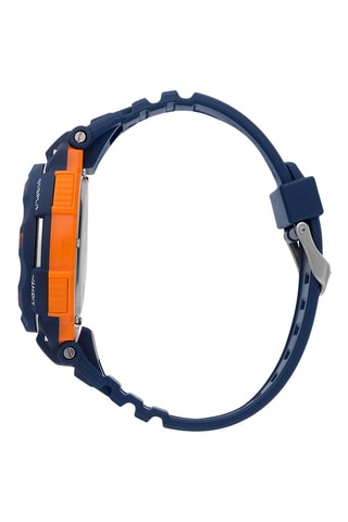 Montre digitale en polyuréthane Ex-35 - Indicateur de marées - Bleu marine et orange