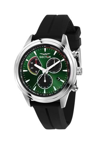 Montre à quartz en silicone 670 - Tachymètre - Noir et argenté