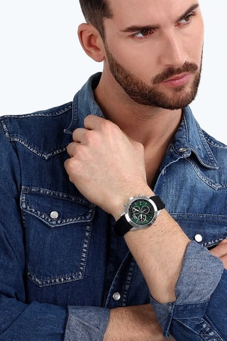 Montre à quartz en silicone 670 - Tachymètre - Noir et argenté