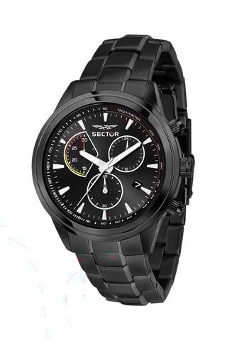 Montre à quartz en acier 670 - Tachymètre - Noir et blanc