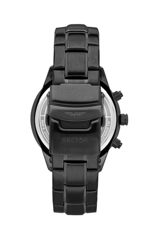 Montre à quartz en acier 670 - Tachymètre - Noir et blanc