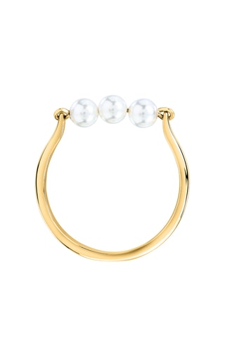 Bague Perle Contemporary - Argent plaqué or jaune et perles fines