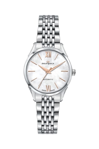 Montre automatique en acier et nacre Roma - Argenté
