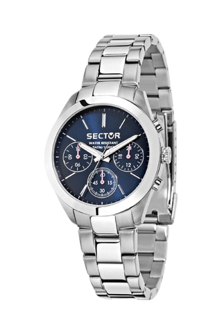 Montre à quartz en acier 120 - Argenté et bleu marine