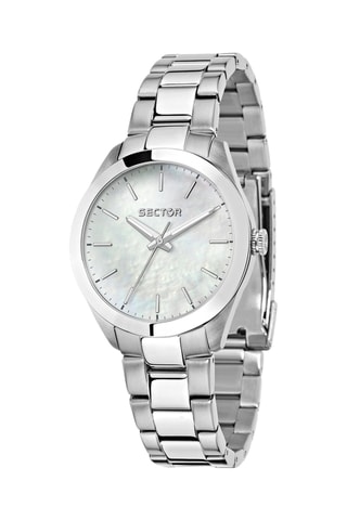 Montre à quartz en acier et nacre 120 - Argenté et blanc
