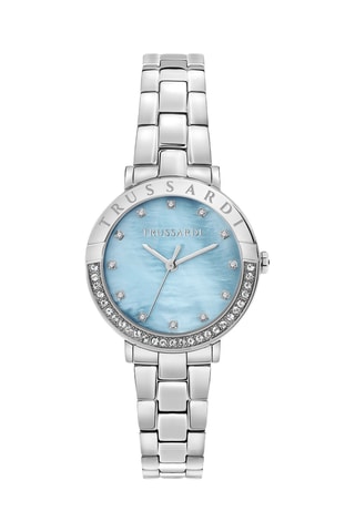 Montre à quartz en acier et nacre T-Vision - Argenté et bleu