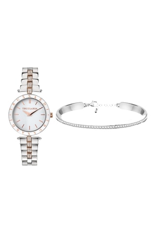Coffret montre à quartz en plaqué or rose et bracelet T-Shiny