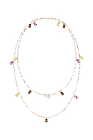 Lange Ketting - Roségoud, kwarts en topazen