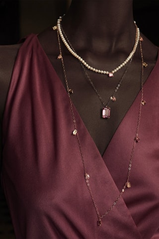 Lange Ketting - Roségoud, kwarts en topazen
