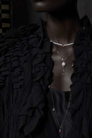 Ketting - Roségoud, citroenkwarts en cultivéparels