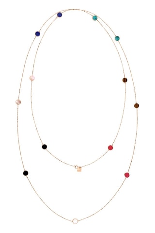 Ketting - Roségoud, lapis-lazuli, turkooizen, tijgerogen, Parelmoer, onyx, koraal en agaat