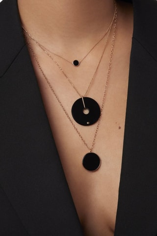 Collier - Or rose et onyx