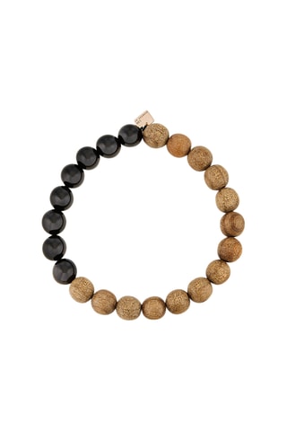 Armband - Roségoud, Hout en Onyx