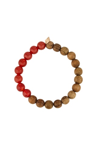 Armband - Roségoud, Hout en Agaten