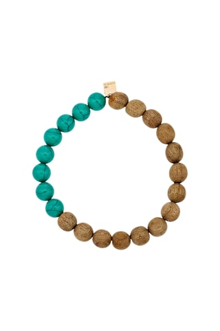 Armband - Roségoud, Hout en Turkooizen