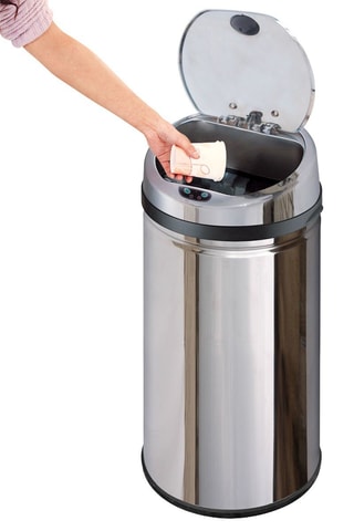 Caixote do lixo automático em aço inoxidável 42 l  Com balde - Prateado