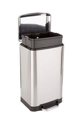 Caixote do lixo para cozinha com pedal 30 l em aço inoxidável Prateado