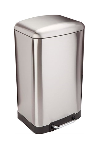 Caixote do lixo para cozinha com pedal 40 l em aço inoxidável Prateado