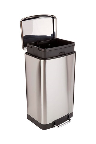 Caixote do lixo para cozinha com pedal 40 l em aço inoxidável Prateado