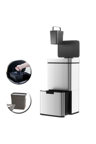 Caixote do lixo automático de reciclagem em aço inoxidável Narvik - 75 l