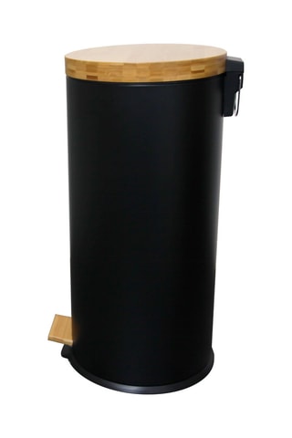 Caixote do lixo com pedal em aço inoxidável e bambu Forest - 30 l