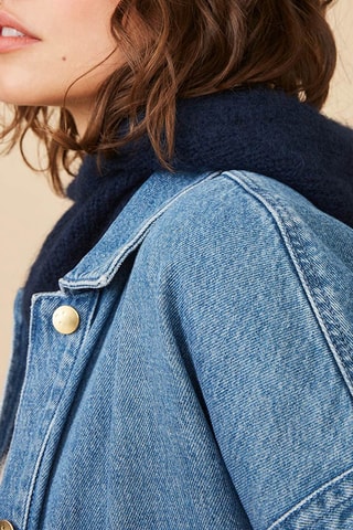 Col à capuche en laine et mohair Belina - Bleu
