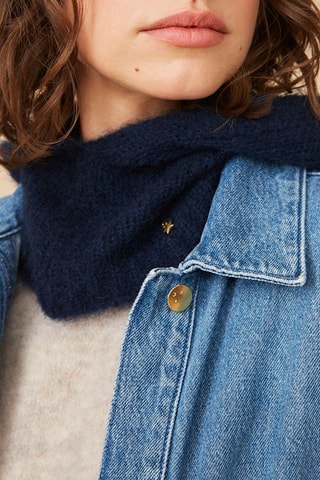 Col à capuche en laine et mohair Belina - Bleu