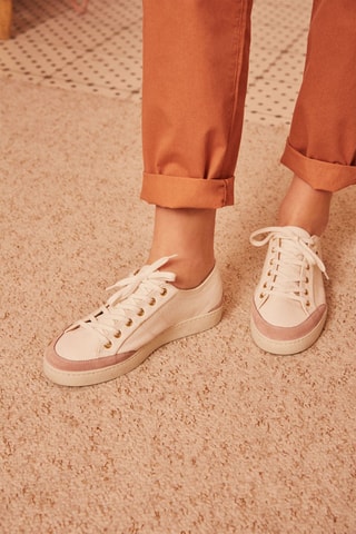 Baskets en cuir Maia - Ecru et rose