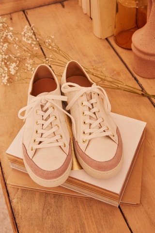 Baskets en cuir Maia - Ecru et rose